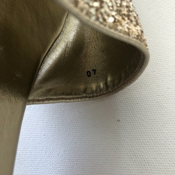 Miu Miu Gold Glitter Wedge Sandals Size 40/10 - Picture 8 of 8